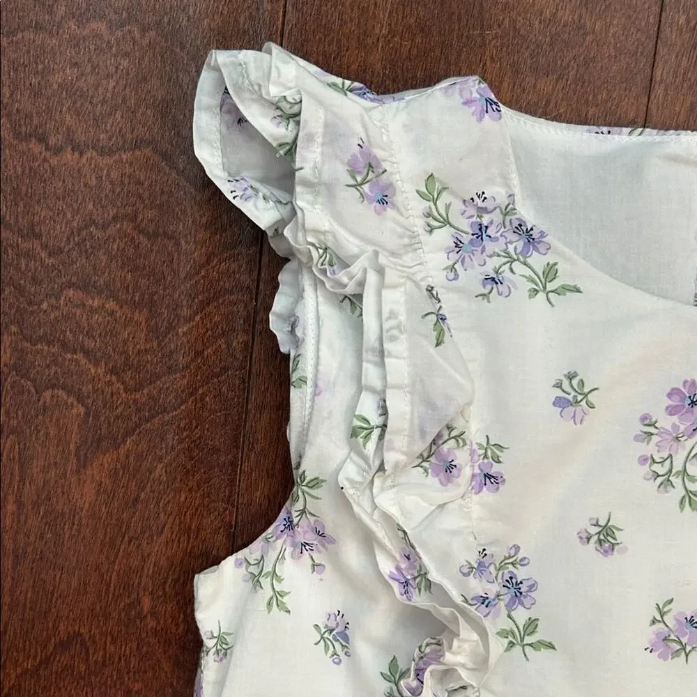 Gymboree Girl’s Adorable Purple & White Floral Kids Dress with Ruffles, Size 8